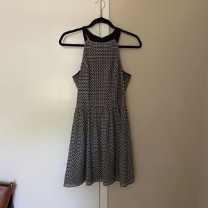 aqua black and white dress